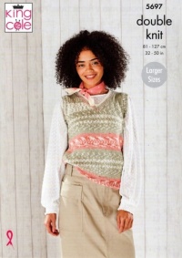 Knitting Pattern - King Cole 5697 - Fjord DK - Ladies Round and V Neck Tank Tops